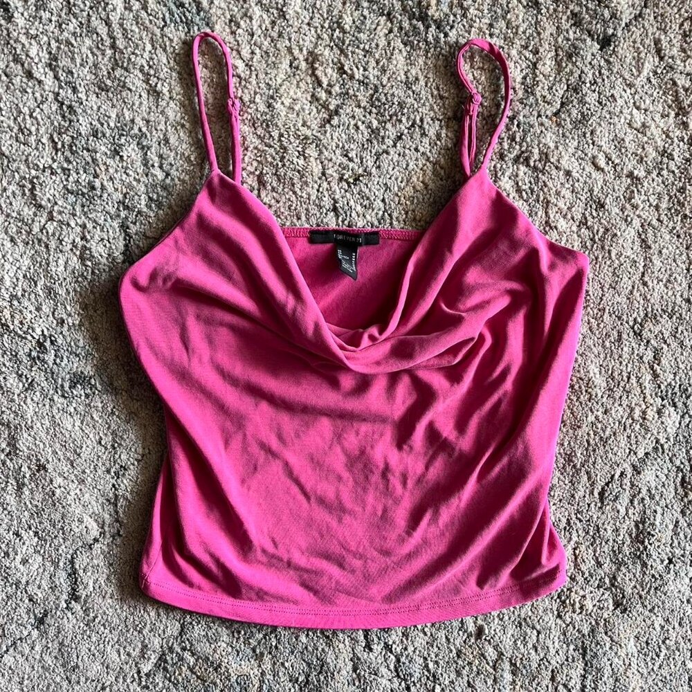 pink cowl neck cami tank top